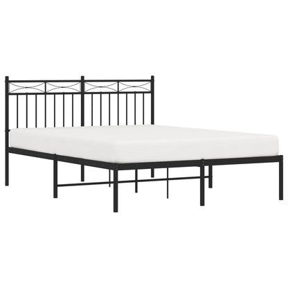 Metal Bed Frame without Mattress with Headboard Black 140x200 cm