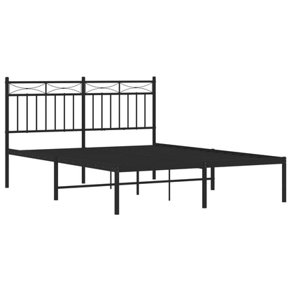 Metal Bed Frame without Mattress with Headboard Black 140x200 cm