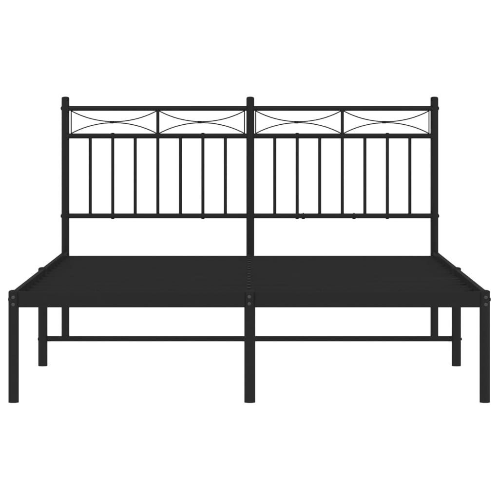 Metal Bed Frame without Mattress with Headboard Black 140x200 cm