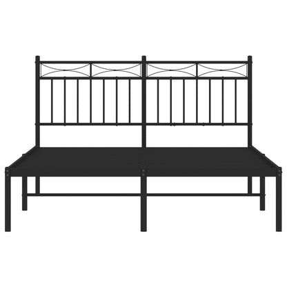 Metal Bed Frame without Mattress with Headboard Black 140x200 cm