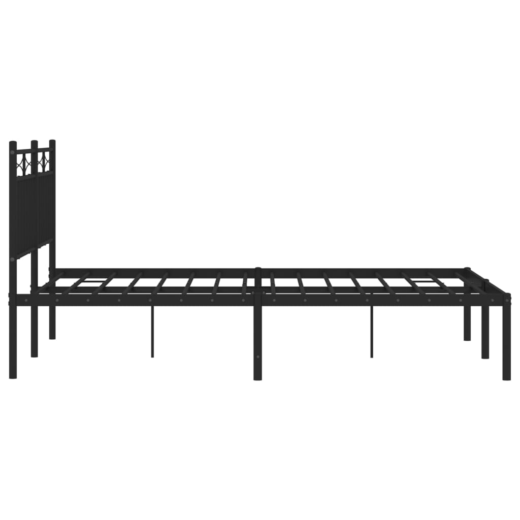 Metal Bed Frame without Mattress with Headboard Black 140x200 cm