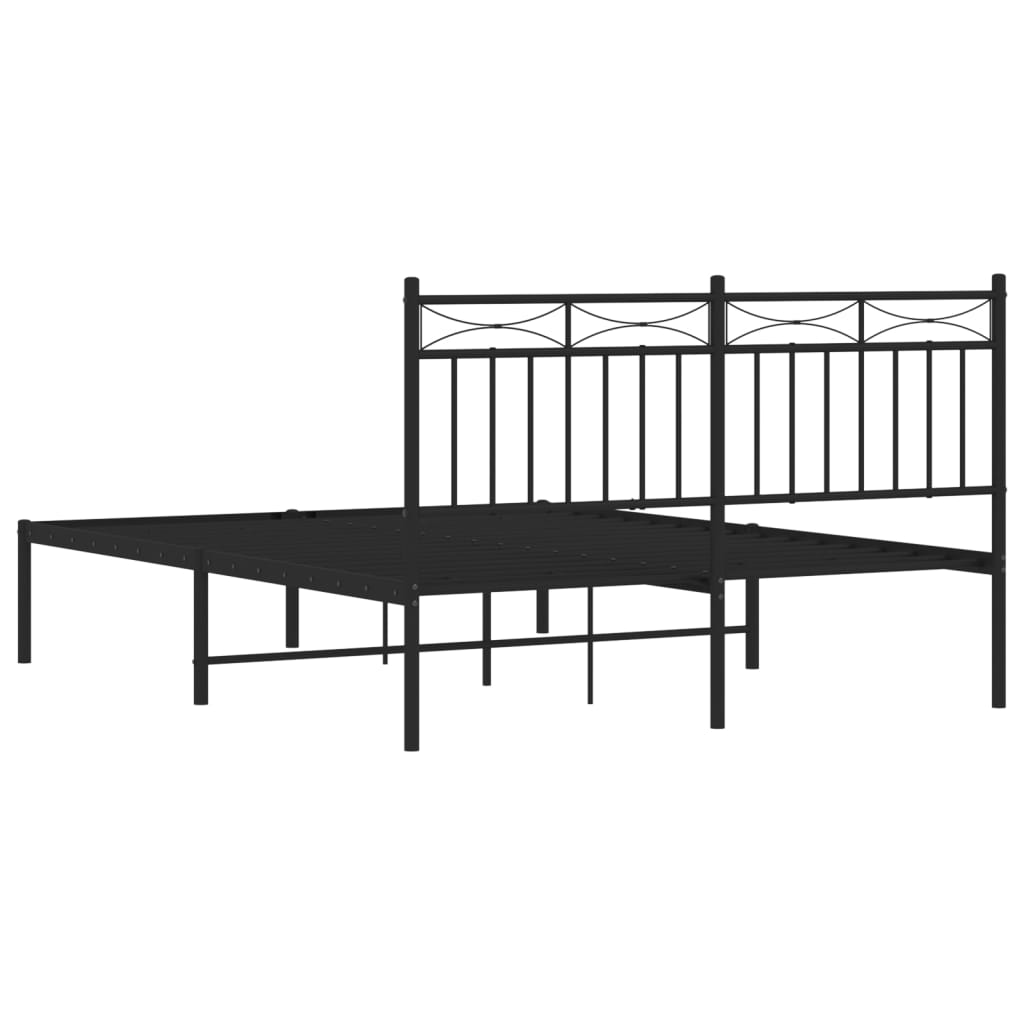 Metal Bed Frame without Mattress with Headboard Black 140x200 cm