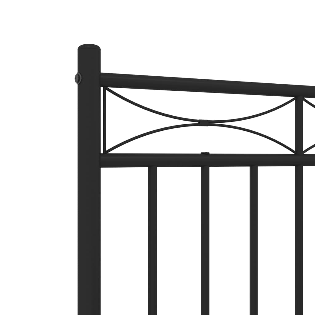 Metal Bed Frame without Mattress with Headboard Black 140x200 cm