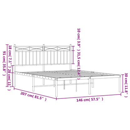 Metal Bed Frame without Mattress with Headboard Black 140x200 cm