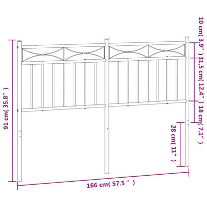 Metal Headboard Black 160 cm