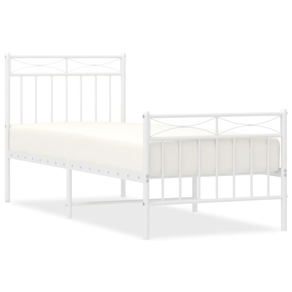 Metal Bed Frame without Mattress with Footboard White 80x200 cm