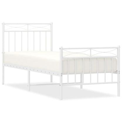 Metal Bed Frame without Mattress with Footboard White 80x200 cm