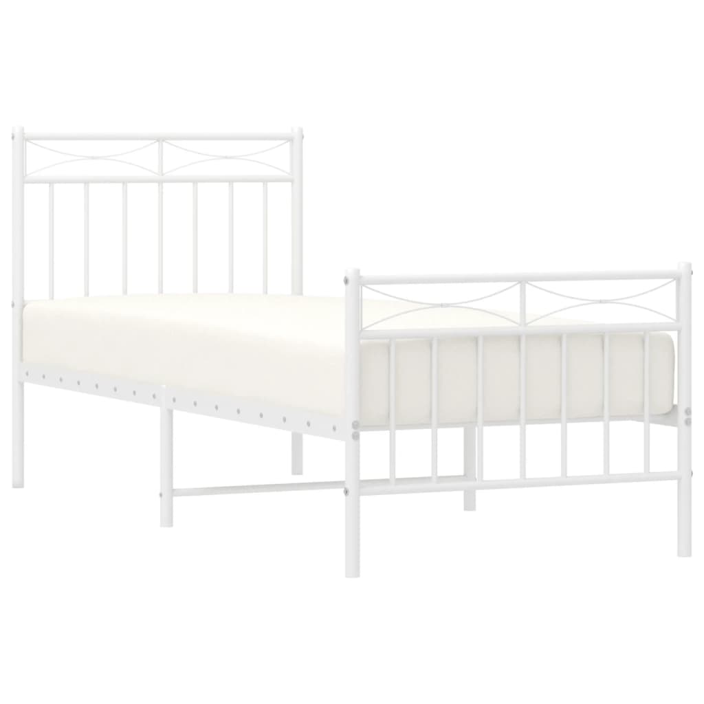 Metal Bed Frame without Mattress with Footboard White 80x200 cm