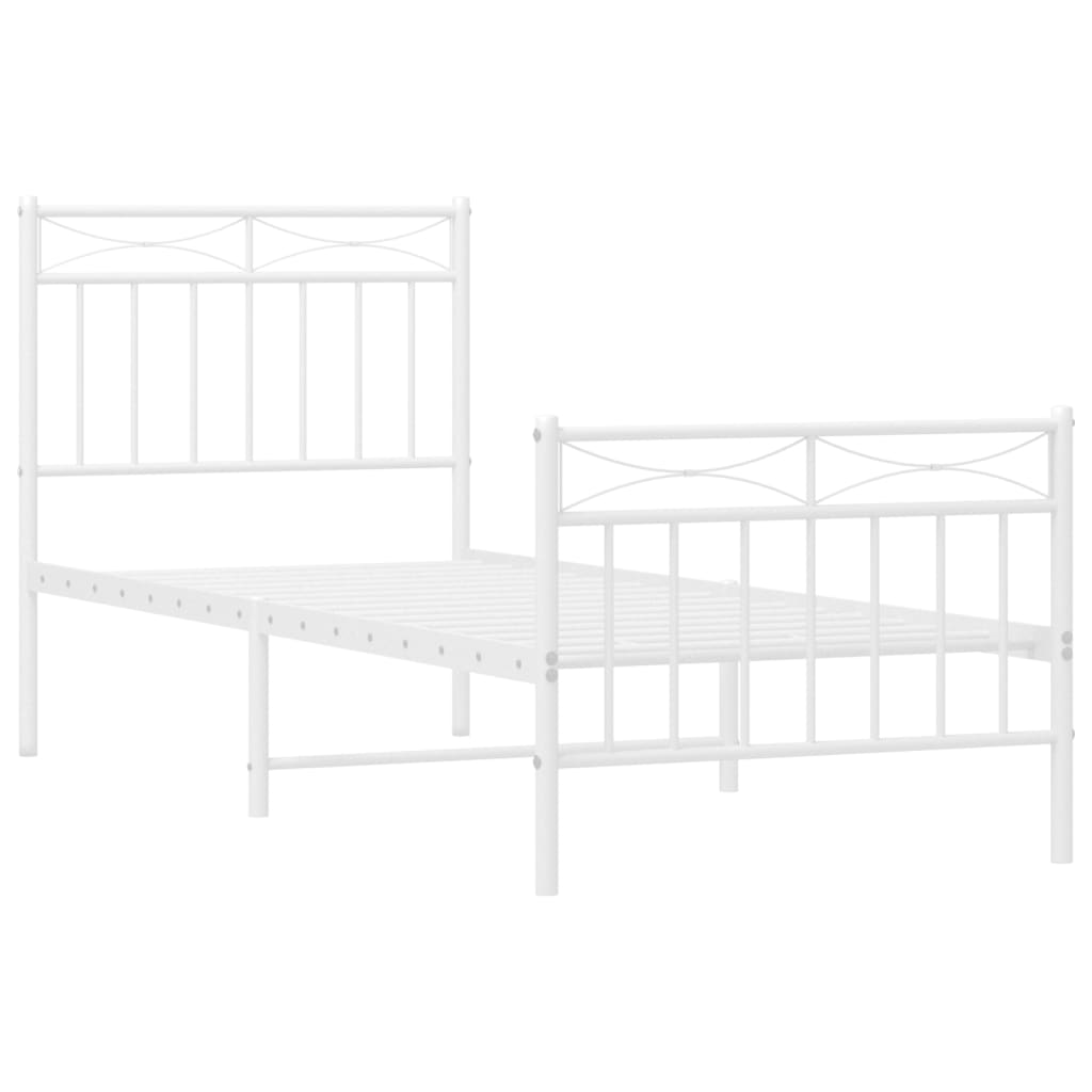 Metal Bed Frame without Mattress with Footboard White 80x200 cm