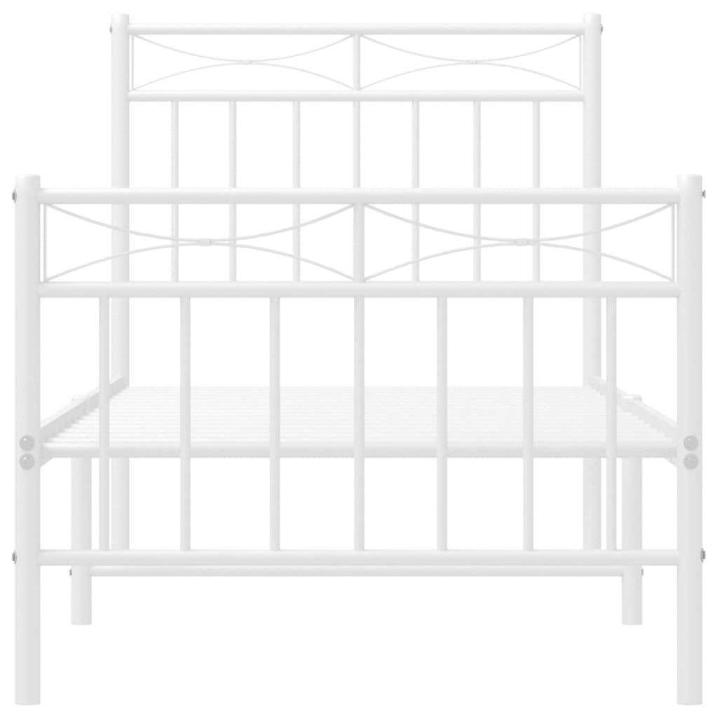 Metal Bed Frame without Mattress with Footboard White 80x200 cm