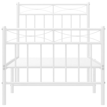 Metal Bed Frame without Mattress with Footboard White 80x200 cm