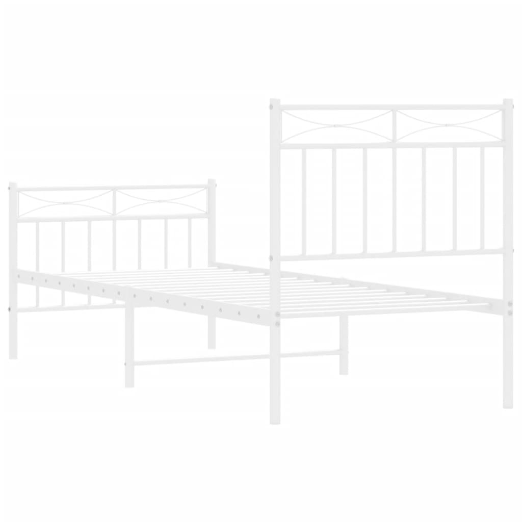 Metal Bed Frame without Mattress with Footboard White 80x200 cm