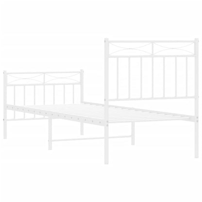 Metal Bed Frame without Mattress with Footboard White 80x200 cm