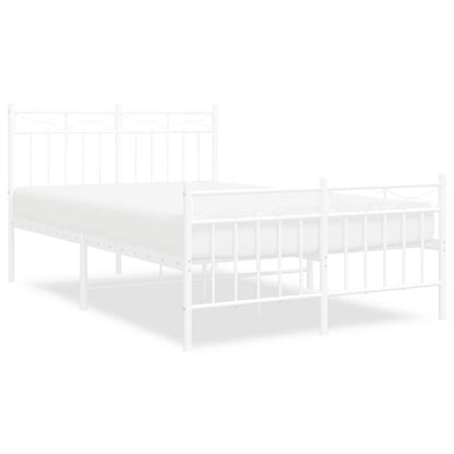 Metal Bed Frame without Mattress with Footboard White 120x190 cm Small Double