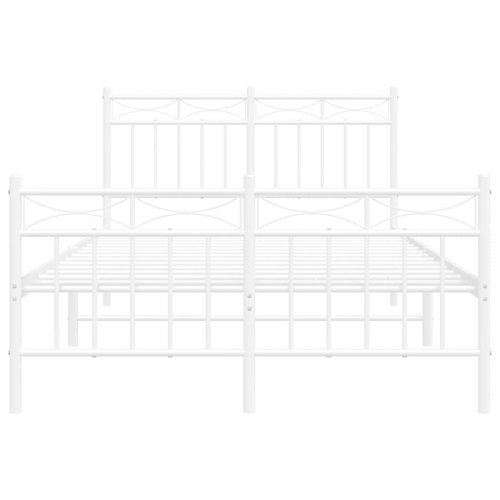 Metal Bed Frame without Mattress with Footboard White 120x190 cm Small Double