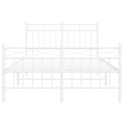 Metal Bed Frame without Mattress with Footboard White 120x190 cm Small Double