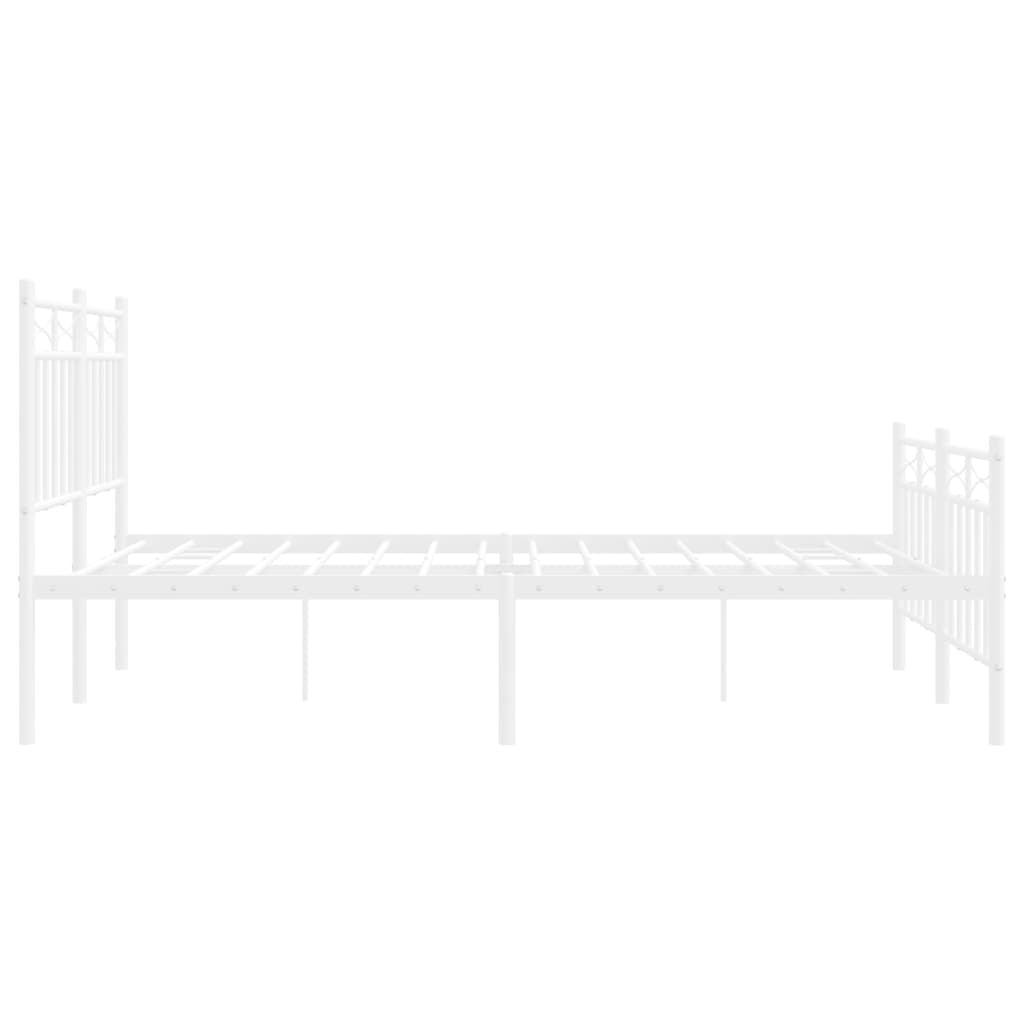 Metal Bed Frame without Mattress with Footboard White 120x190 cm Small Double