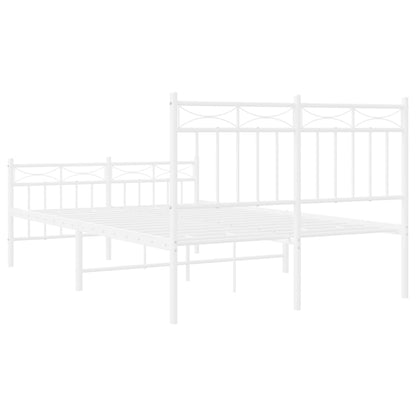 Metal Bed Frame without Mattress with Footboard White 120x190 cm Small Double