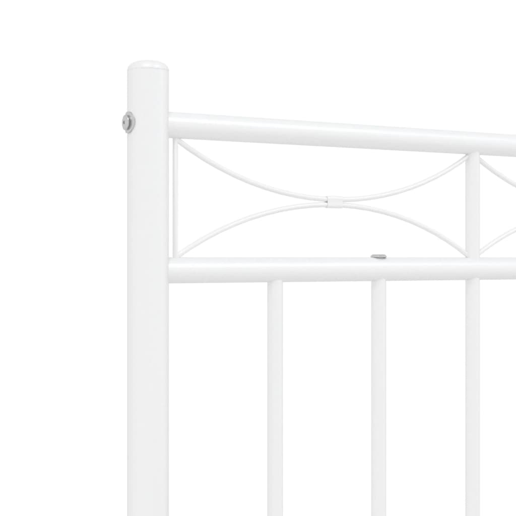 Metal Bed Frame without Mattress with Footboard White 120x190 cm Small Double