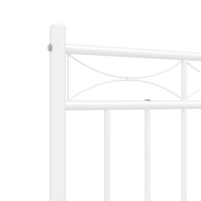 Metal Bed Frame without Mattress with Footboard White 120x190 cm Small Double