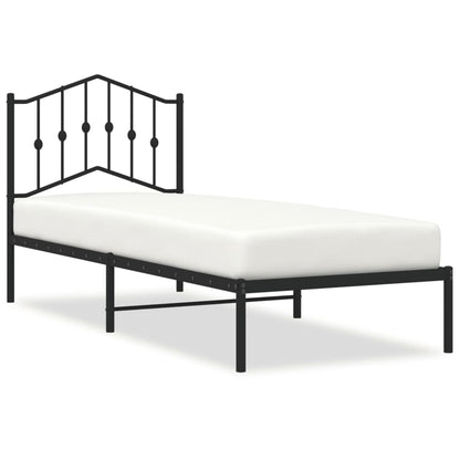 Metal Bed Frame without Mattress with Headboard Black 90x200cm