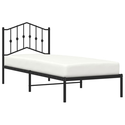 Metal Bed Frame without Mattress with Headboard Black 90x200cm