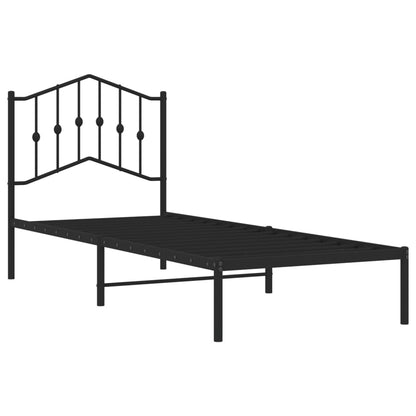 Metal Bed Frame without Mattress with Headboard Black 90x200cm