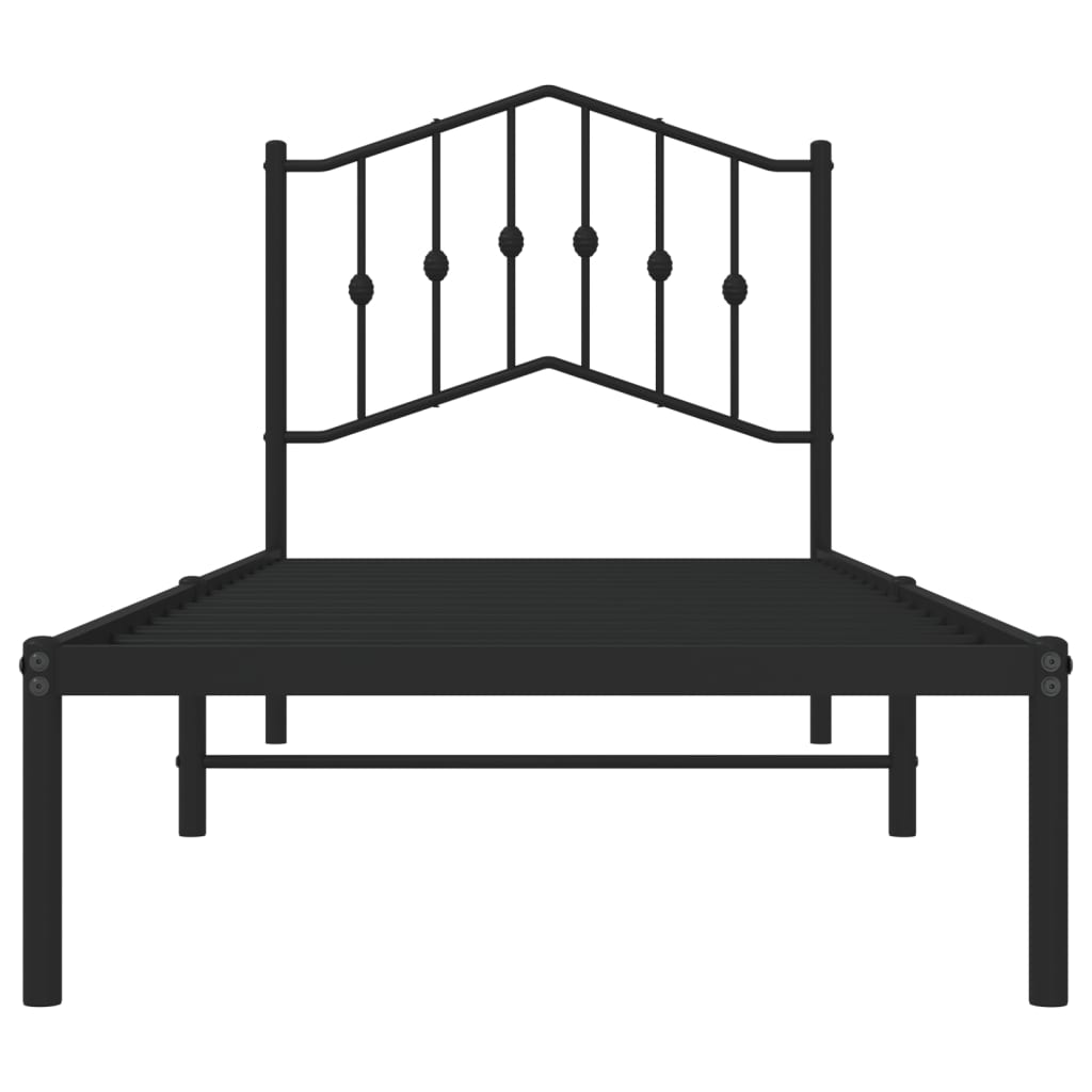 Metal Bed Frame without Mattress with Headboard Black 90x200cm