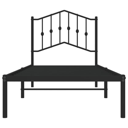 Metal Bed Frame without Mattress with Headboard Black 90x200cm