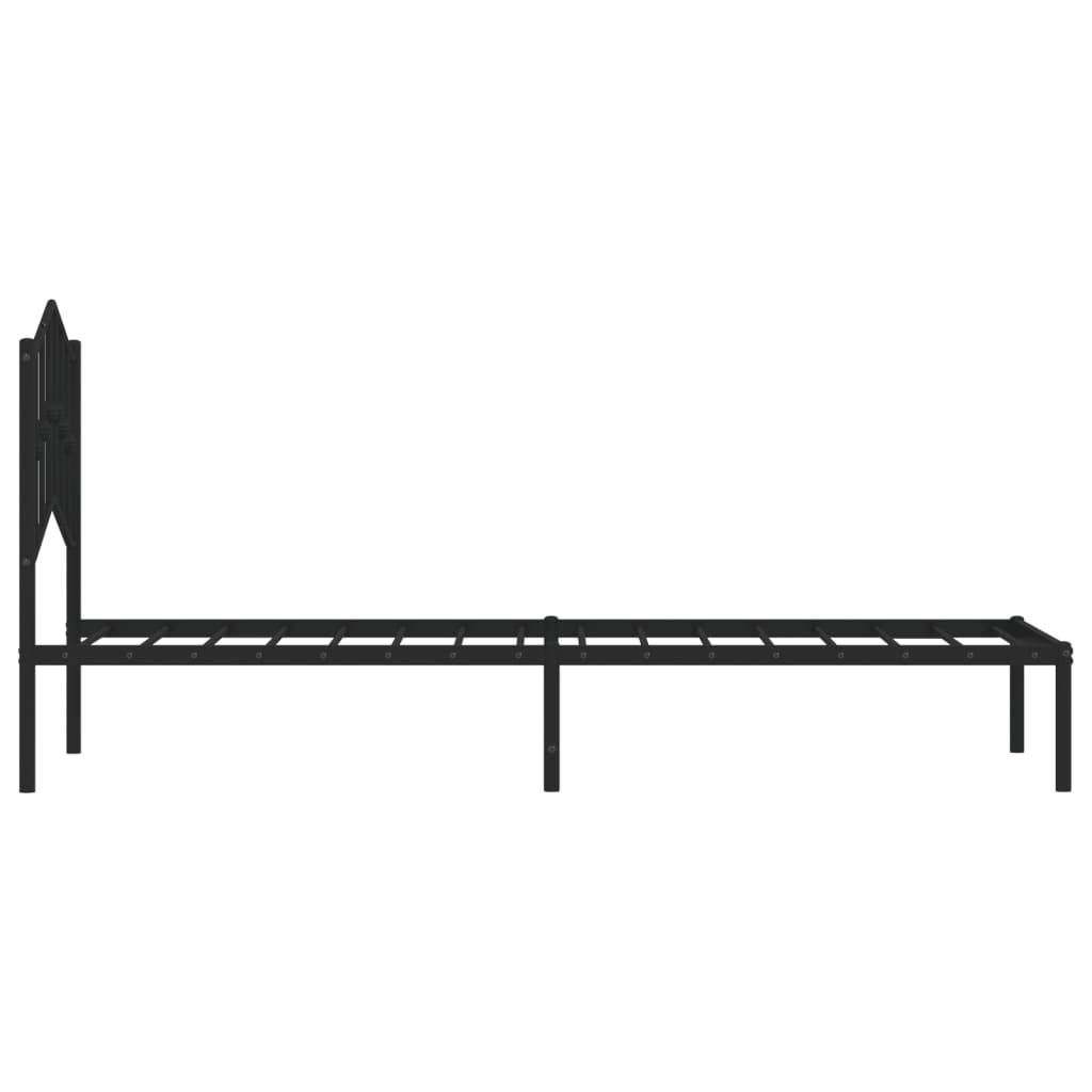 Metal Bed Frame without Mattress with Headboard Black 90x200cm