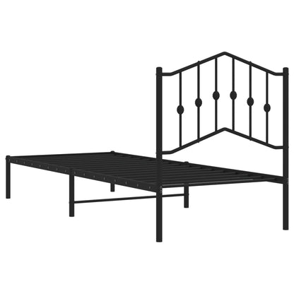 Metal Bed Frame without Mattress with Headboard Black 90x200cm