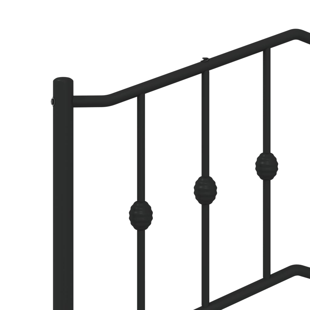 Metal Bed Frame without Mattress with Headboard Black 90x200cm