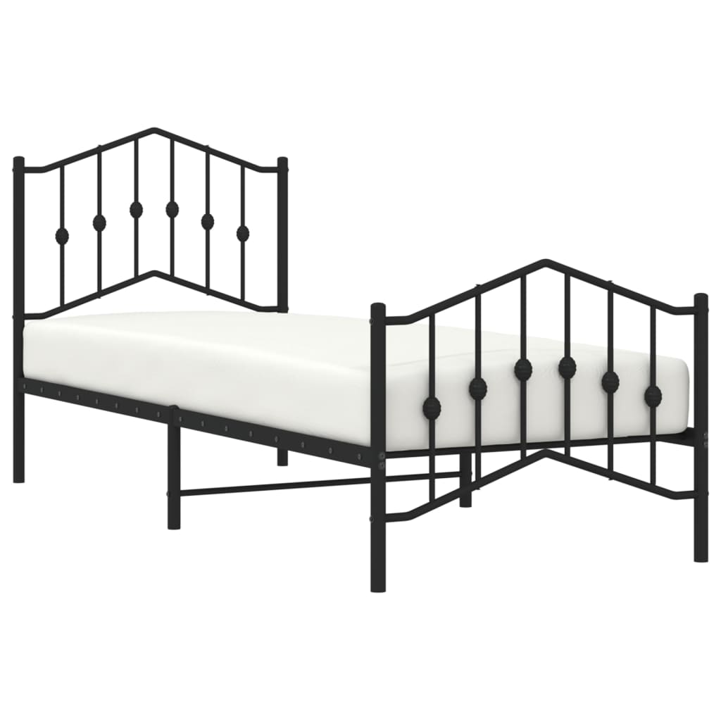 Metal Bed Frame without Mattress with Footboard Black 80x200 cm