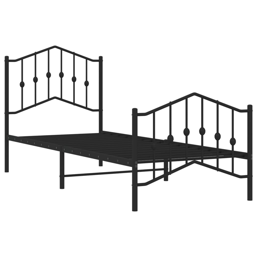 Metal Bed Frame without Mattress with Footboard Black 80x200 cm