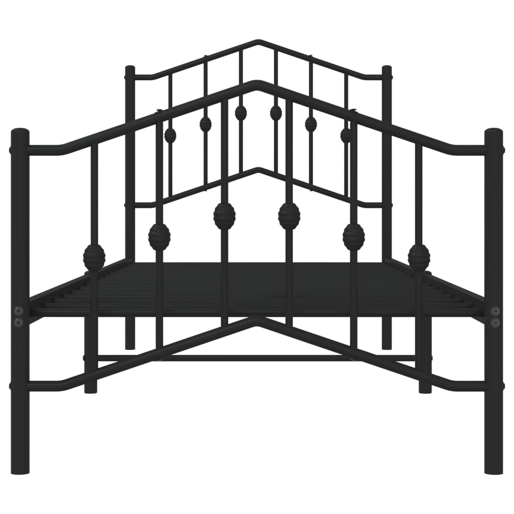 Metal Bed Frame without Mattress with Footboard Black 80x200 cm