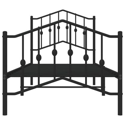 Metal Bed Frame without Mattress with Footboard Black 80x200 cm