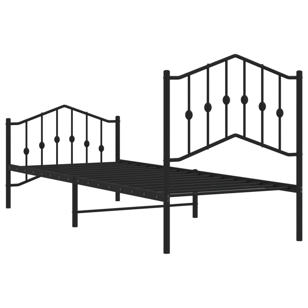 Metal Bed Frame without Mattress with Footboard Black 80x200 cm