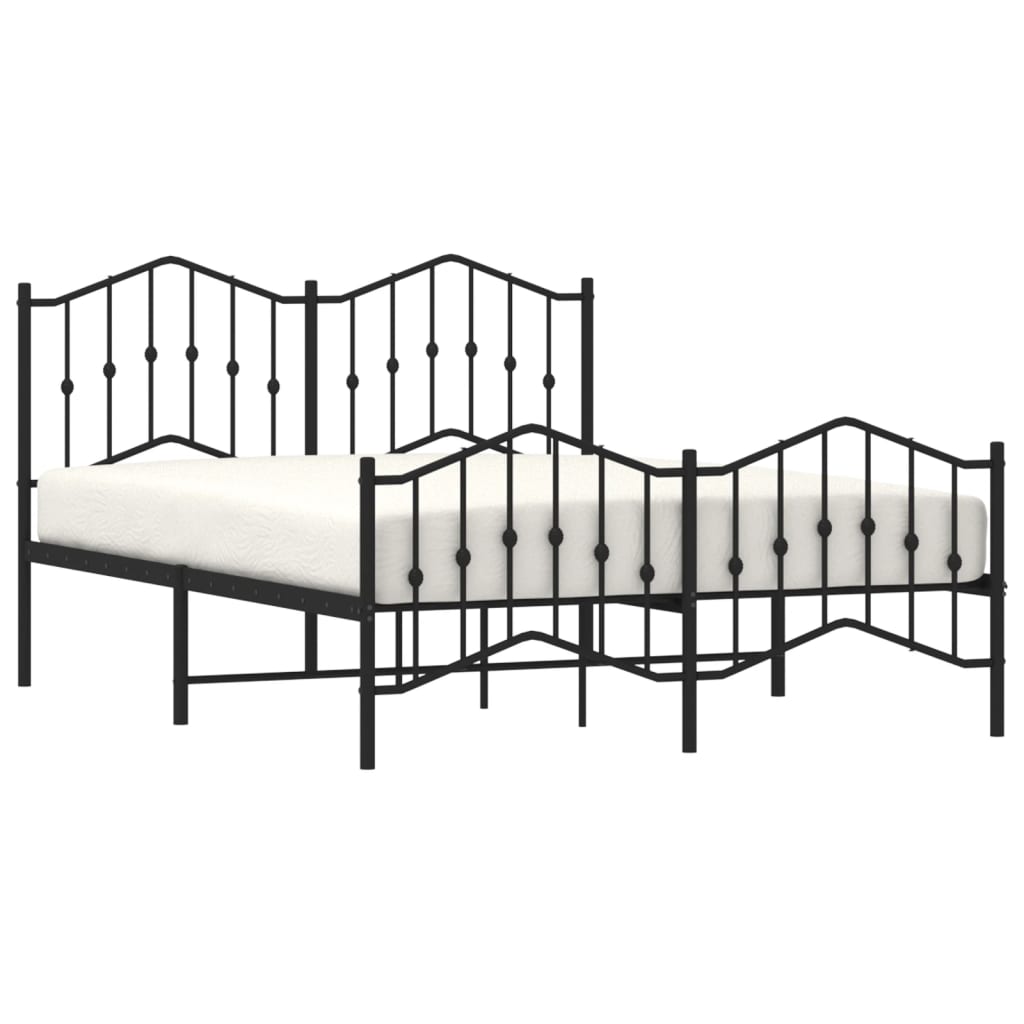 Metal Bed Frame without Mattress with Footboard Black 140x190 cm