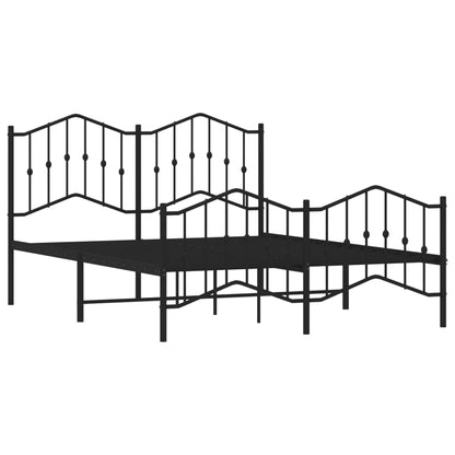 Metal Bed Frame without Mattress with Footboard Black 140x190 cm