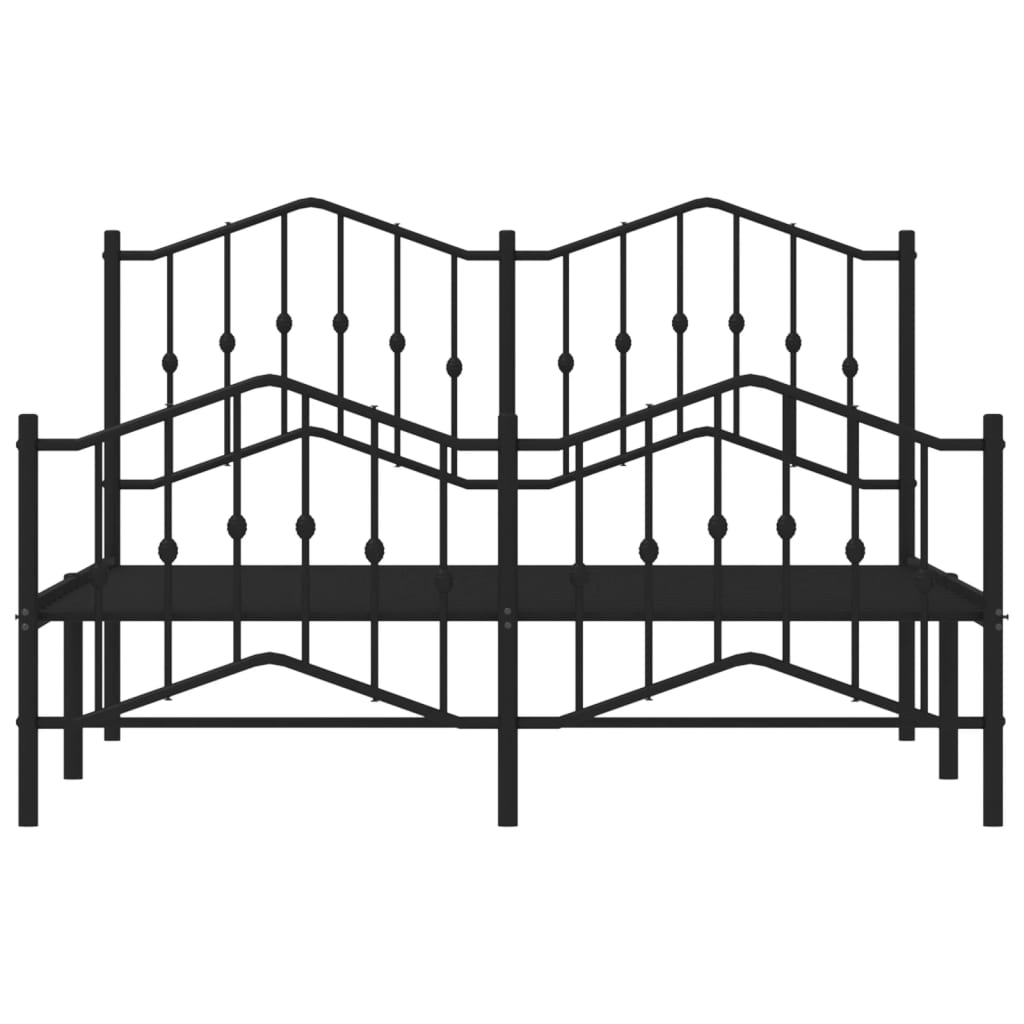 Metal Bed Frame without Mattress with Footboard Black 140x190 cm