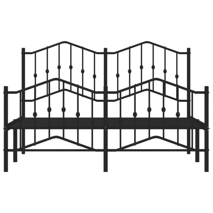 Metal Bed Frame without Mattress with Footboard Black 140x190 cm