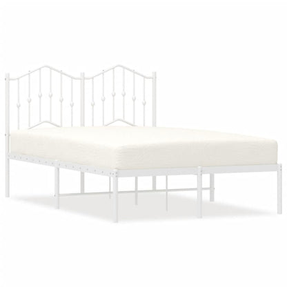 Metal Bed Frame without Mattress with Headboard White 120x190 cm Small Double