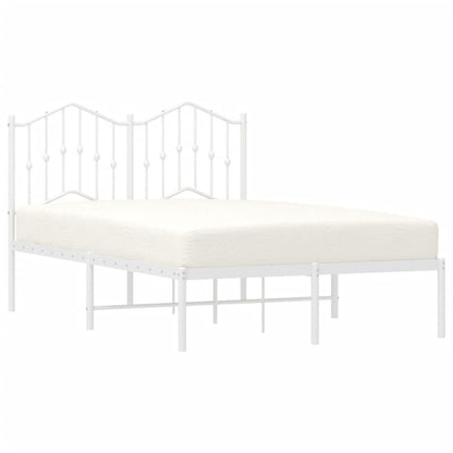 Metal Bed Frame without Mattress with Headboard White 120x190 cm Small Double