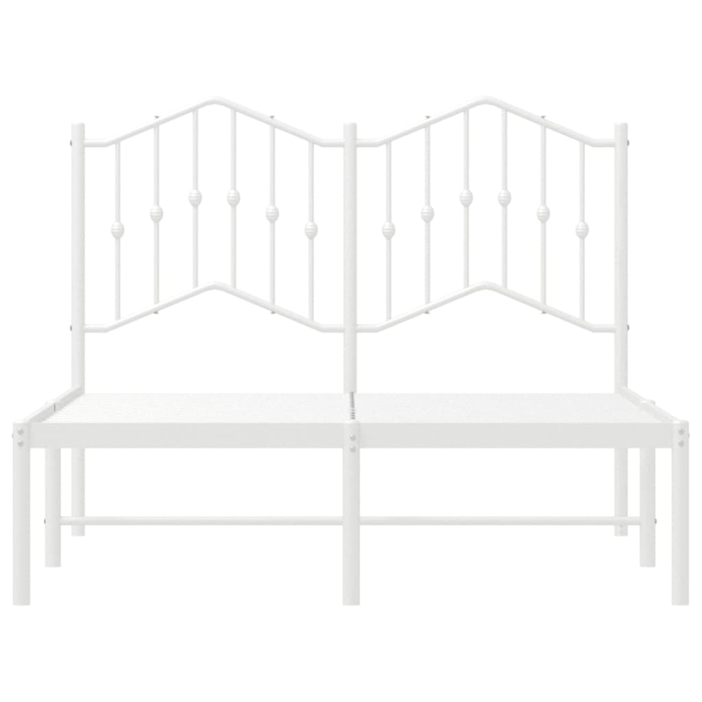 Metal Bed Frame without Mattress with Headboard White 120x190 cm Small Double