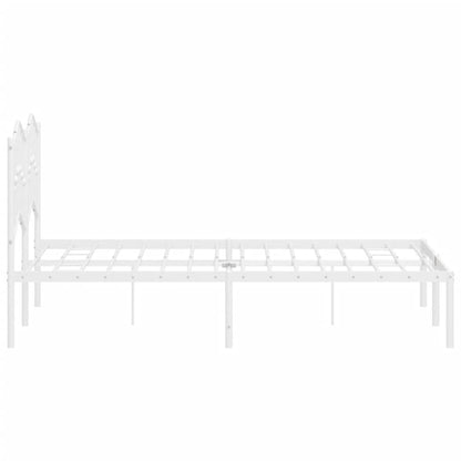 Metal Bed Frame without Mattress with Headboard White 120x190 cm Small Double