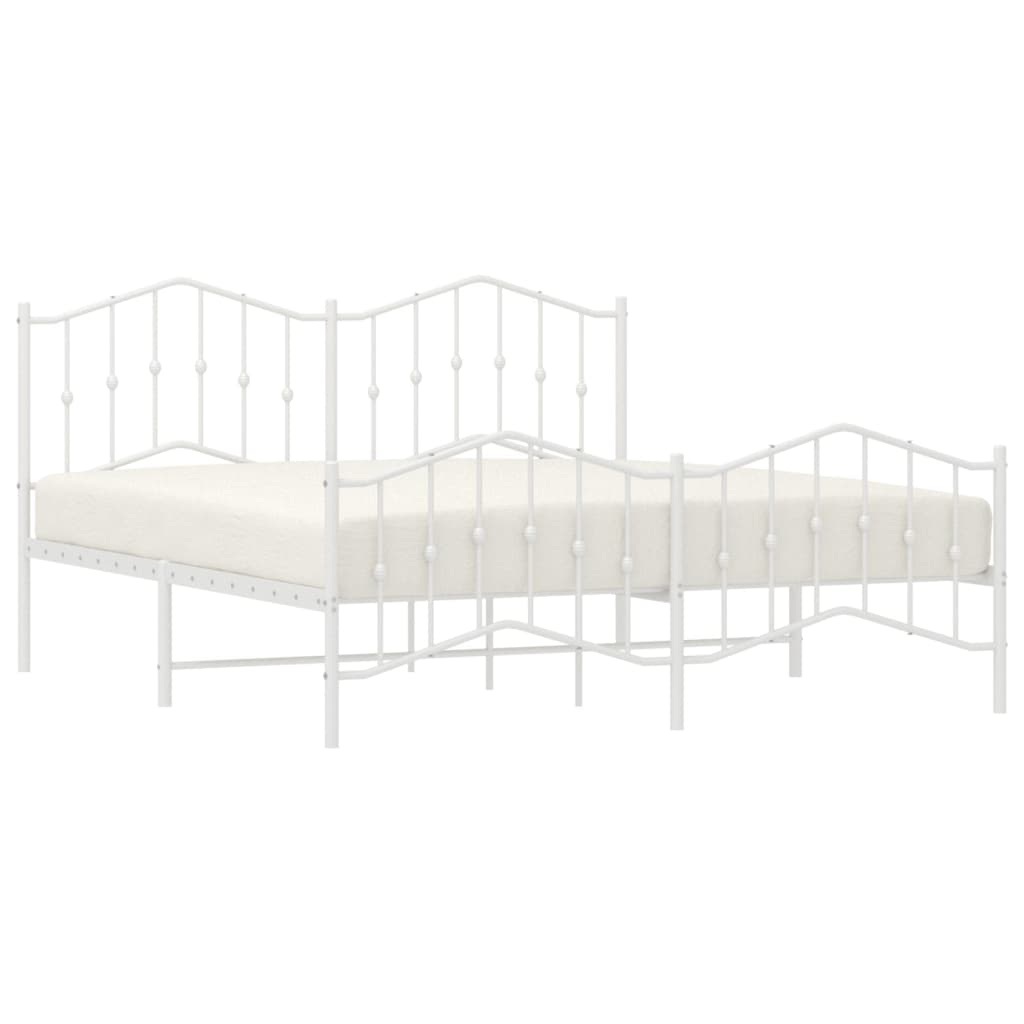 Metal Bed Frame without Mattress with Footboard White 160x200cm