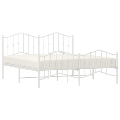 Metal Bed Frame without Mattress with Footboard White 160x200cm