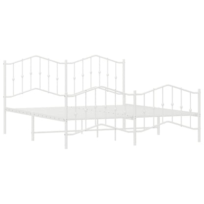 Metal Bed Frame without Mattress with Footboard White 160x200cm