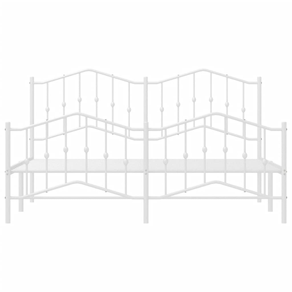 Metal Bed Frame without Mattress with Footboard White 160x200cm