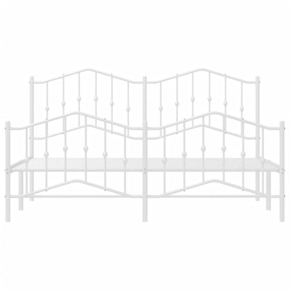 Metal Bed Frame without Mattress with Footboard White 160x200cm